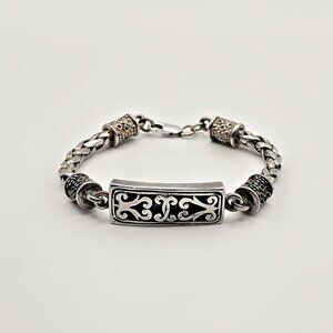 Solid 27g Sterling Silver Bar Bracelet – XS 6" Bali Style Chain